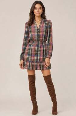 NWT – Veronica Beard Destiny Multicolor Plaid Ruffle Minidress